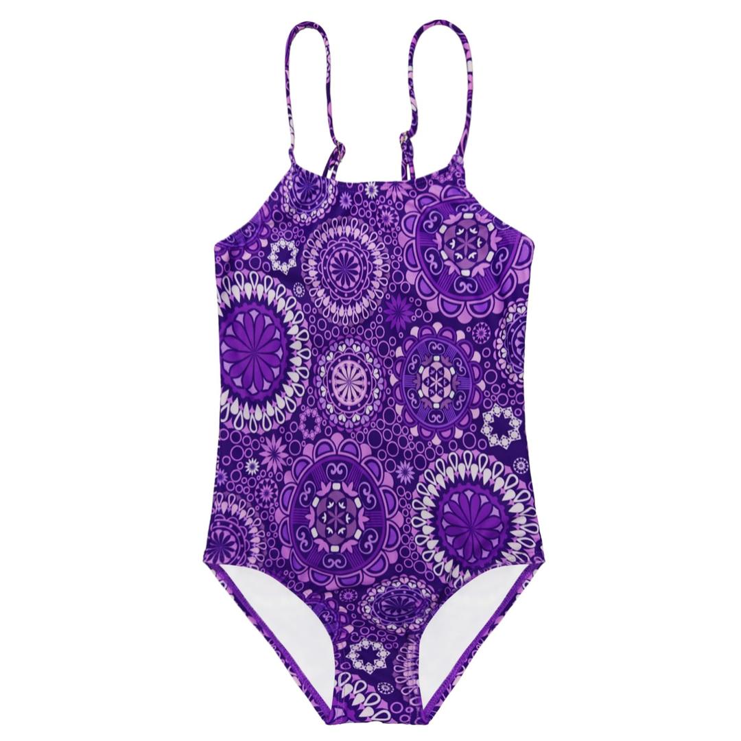FABUVIEW Girls One Piece Swimsuits Kids Swimming Suit for 5-12 Years, Soft Breathable Quick-Dry Swim Suit,Sun Protection, Adjustable Straps, Stretchy Swimwear