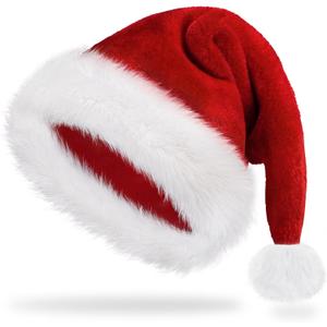 Iioscre Santa Hat Adult Christmas Hats - Santa Claus Hat for Women Men - Xmas Holiday Party (1 Pcs)