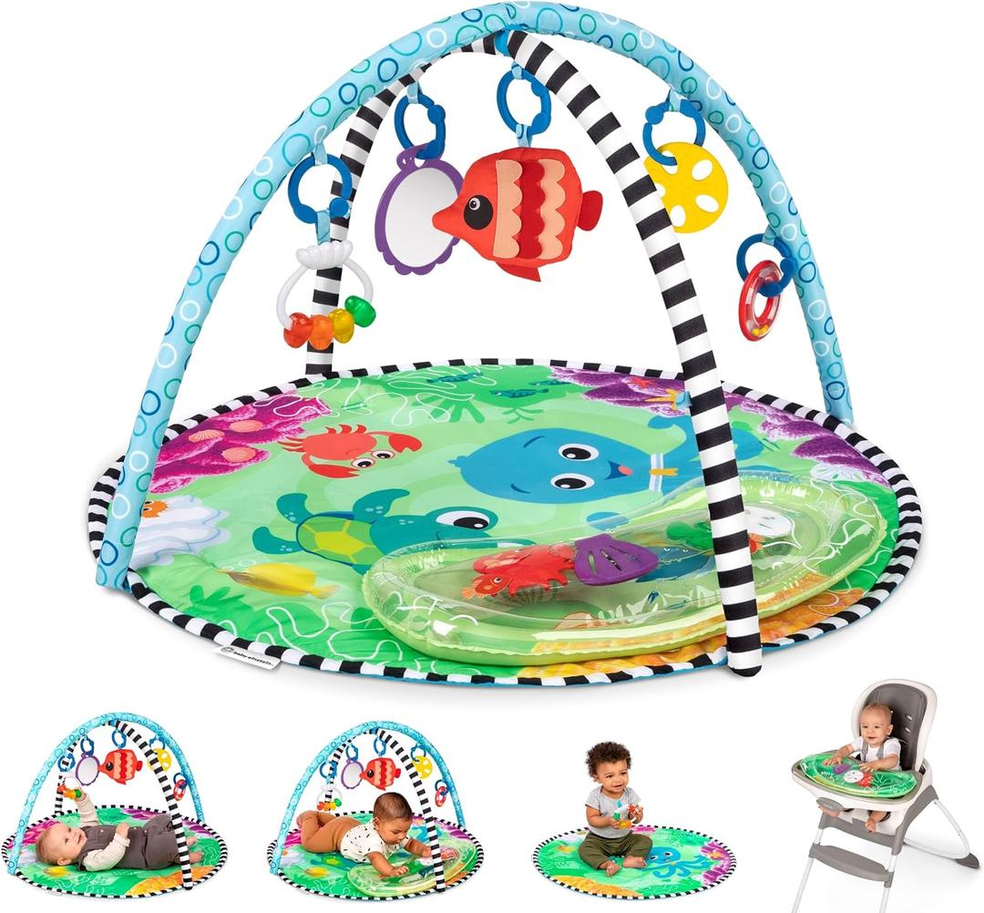 Baby Einstein Sea Floor Explorers 2-in-1 Water Mat, Portable Tummy Time, Activity Play Gym, Sensory Toys, Ages Newborn and Up, Medium