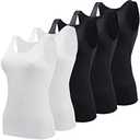 BQTQ 3 Pcs Womens Tanks Top Sleeveless Tank Top Ladies Undershirt Tank for Women, XXL Black, White