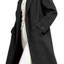 Women's Fall Long Wool Pea Coat, Blended Classy Double Breasted Trench Jacket, Winter Dress Overcoat, Lightweight, Size XS, Black