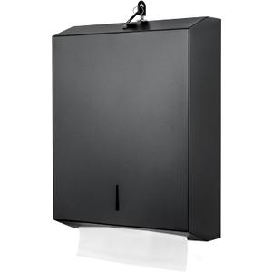 Paper Towel Dispenser Wall Mount Commercial c fold Multifold Trifold, Touchless Hand Towel Dispenser with Lock, (Matte Black) 