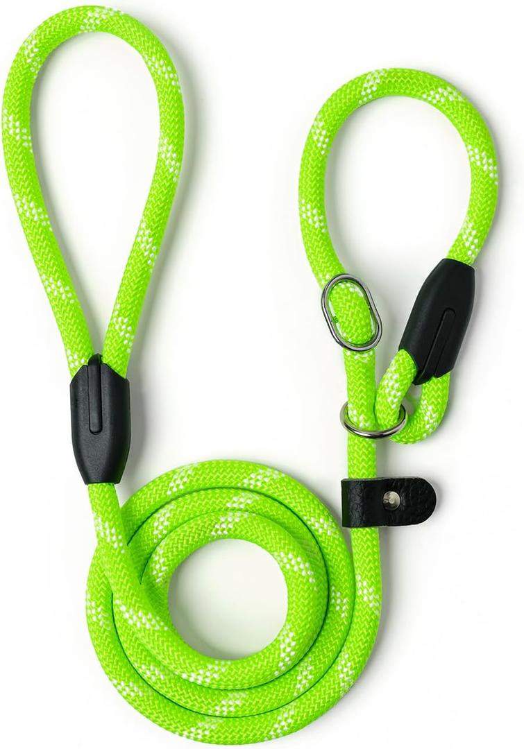 WePet Dog Training Slip Leash, No Pull, Durable Reflective Lead, Puppy Heavy Duty Loop Rope, Comfortable Handle, 6 ft, 1/2 inch, diam. Green/White WePet Dog Training Slip Leash, No Pull, Durable Reflective Lead, Puppy Heavy Duty Loop Rope, Comfortable Handle, 6 ft, 1/2 inch, diam. Green/White