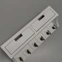 Rebee Vision Decorative Pine Wood Key Holder Wall Mount with Drawer Organizer Modern Mail Organizer with 6 Key Hooks and Storage Drawer Home Decor for Apartment Essentials (White)