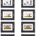 DLQuarts 5x7 Hanging Collage Picture Frames Wall Decor, 4-Opening 5x7 Matted to 3.5x5 Photo Rustic Wood Frame with Hemp Rope, 2 Pack, Weathered Black