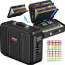 Honlunu Fireproof Document Box, Hard Case Fireproof Document Organizer with Lock, Water Resistant Safe Box for Important Documents Certificates Laptop Passports, Black