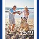 DecorUhome 13x19 Picture Frame, Display Pictures 11x17 with Mat or 13x19 without Mat, Wall Mounting Photo Frame, Royal Blue, 1 Pack