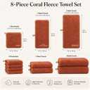 Bath Towel Set 8 Piece Coral Fleece Microfiber Bath Towel Set,31.5x63in Ultrasoft Extra Large Size Quick Dry Highly Absorbent Bath Bundle,for Hotel Bathroom Beach Pool Spa Gym SPA Yoga（Terracotta）