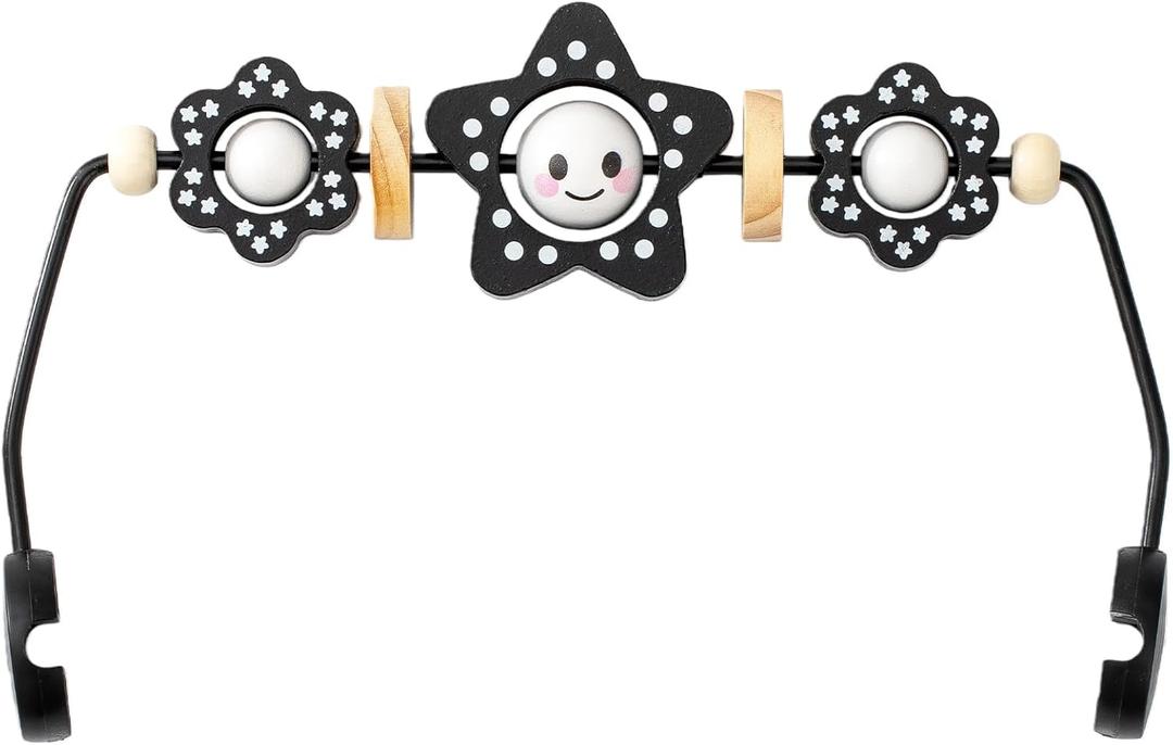THE KENKYO Baby Bouncer Toy Bar Compatible with Baby Bjorn, Wooden Bouncer Toy Bar Attachment for Girls Boys, Funny Sensory Toy for Newborn to Toddler, Easy to Attach and Remove (Black)