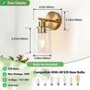 Zarbitta Set of 2 Wall Sconces for Bathroom, Brushed Gold Modern Vanity Lights with Clear Glass Shade,Bathroom Wall Lamp for Mirror Kitchen Living Room Hallway Cabinet Porch