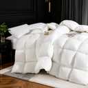75% Canadian Goose Down Comforter Twin Size, Ultra Soft 100% Cotton Fabric, 850 Fill Power All Season Duvet Insert, Hotel Luxury Bedding Comforters (White,90"x68")