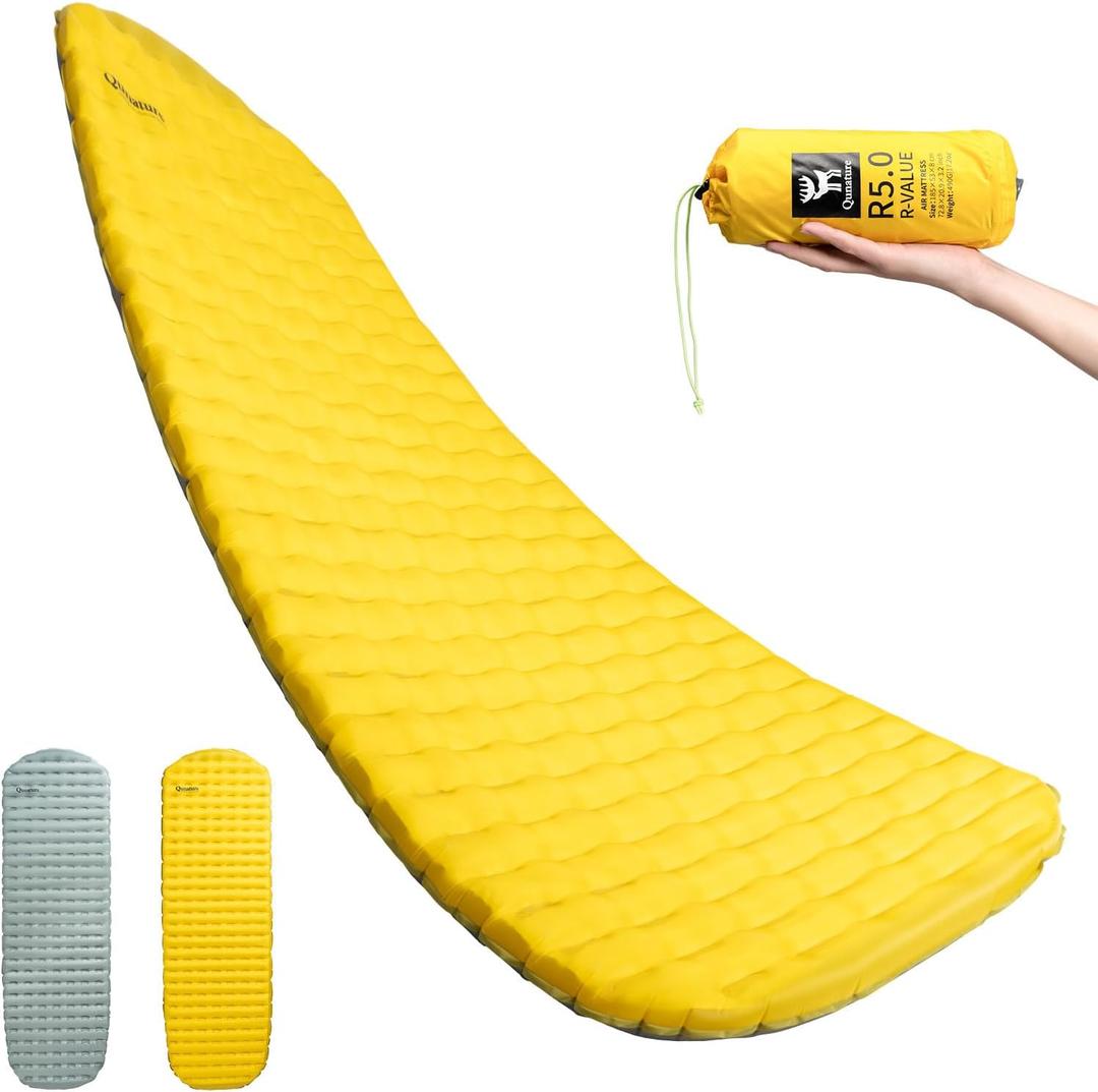 Insulated Inflatable Sleeping Pad 17oz, 5.1R-Value Ultralight Sleeping Pad, Lightweight Sleeping Mat for Camping, Hiking, Backpacking, Camp Mattress Pad, Medium