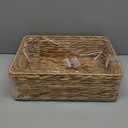 YAHUAN Water Hyacinth Storage Baskets for Organizing Drawer Basket With Handle Square Shallow Basket Wicker Baskets for Shelf (Original)