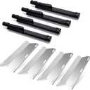 Adviace Grill Parts for Jenn-Air 720-0062-LP 720-0164 720-0165 720-0061-LP 720-0099-NG, 4 Pack Heat Plates and Cast Iron Burners Replacement for Jennair Jenn Air 720-0062 Gas Grill Models