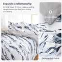 Mooreeke Queen Size Comforter Sets, Navy Blue Grey Lake Ripple Theme Printed Bedding for All Seasons, 3-Piece Vintage Bed in a Bag with Fluffy Quilted Reversible Comforter & 2 Pillow Shams