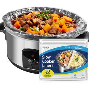 Syntus Crock Pot Liners, 30 Count 10.5" x 17.5" Small Size Slow Cooker Liners Fits 1-3 Quart Pots, Disposable Cooking Bags Suitable for Oval & Round & Retangular Crock Pot
