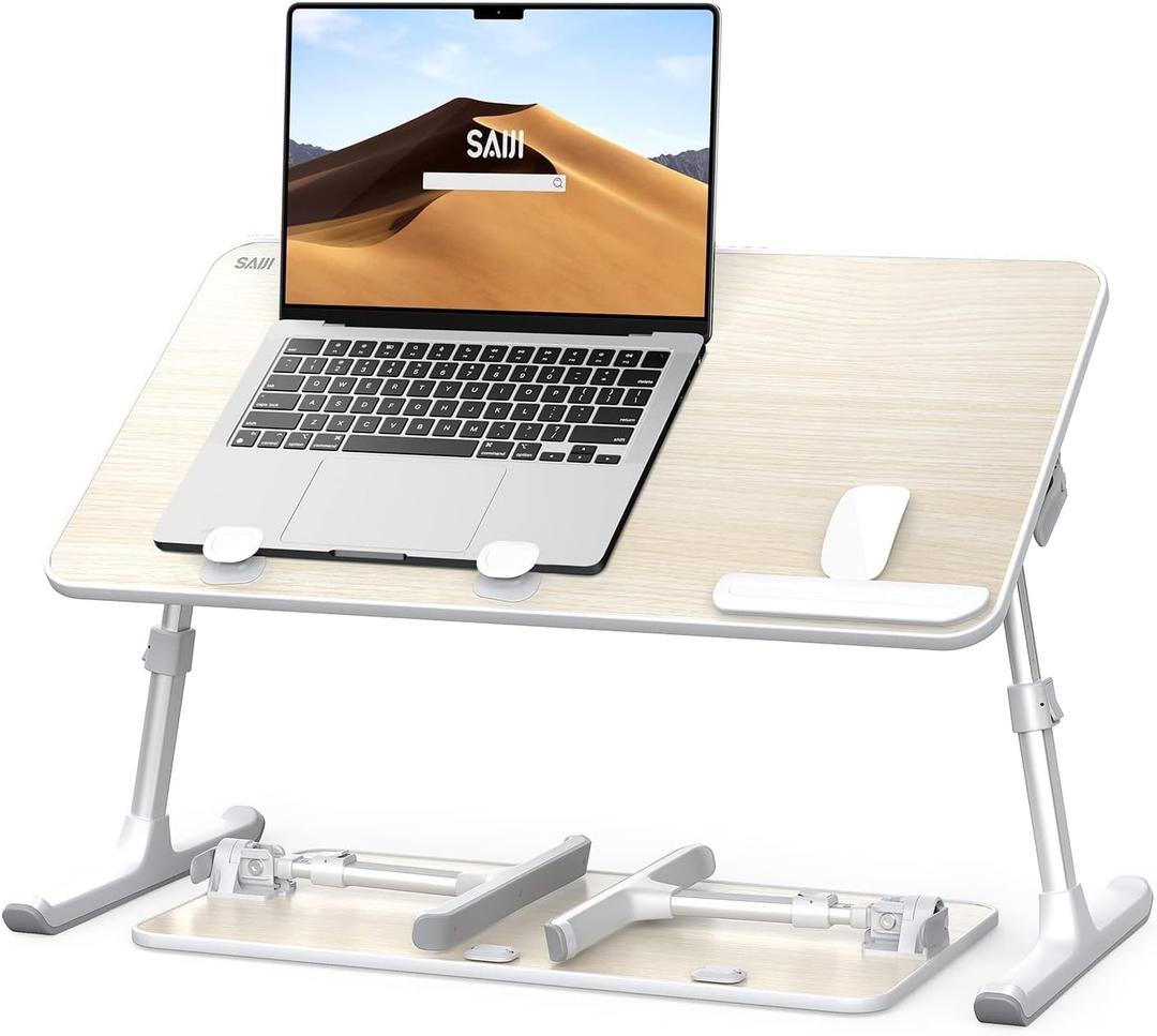 Laptop Desk for Bed, SAIJI Lap Desks Bed Trays for Eating Writing, Adjustable Computer Laptop Stand, Foldable Lap Table in Sofa and Couch23.6 x 13Teak
