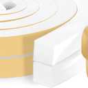 High Density Foam Tape Air Conditioner Window Seal, 1x1 Inch Thick Foam Stripe with Adhesive for Window AC Insulation, Weather Stripping for Doors and Windows Insulation, AC Foam Tape, White