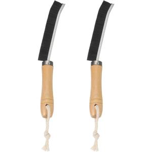 uxcell 2pcs Crevice Cleaning Brush, 8.6 Inch Hard Bristle Cleaning Brush with Rope Bathroom Cleaning Tools for Corner, Window, Faucets, Black