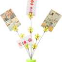 Tandefio Gift Card Tree Holder Clip, 8 Branch Multiple Money Family Photo Tree Christmas Card Holder with Clips Picture Frame Stand for Memo Note Wedding Photo Display Office Desk Decor(Yellow)