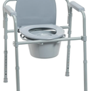 ‎Drive Medical 11148-1 Folding Steel Bedside Commode Chair, Portable Toilet, Supports Individuals Weighing Up To 350 Lbs, with 7.5 Qt. Bucket and 13.5 Inch Seat, Grey