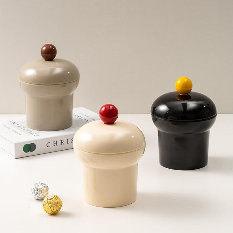 Resin Cookie Jar for Kitchen Counter, Memphis Style Candy Jar with Lid Decorative Cookie Storage Canister Kitchen Organizer Canister for Snack, Coffee, Candy (Tea Brown Ball)