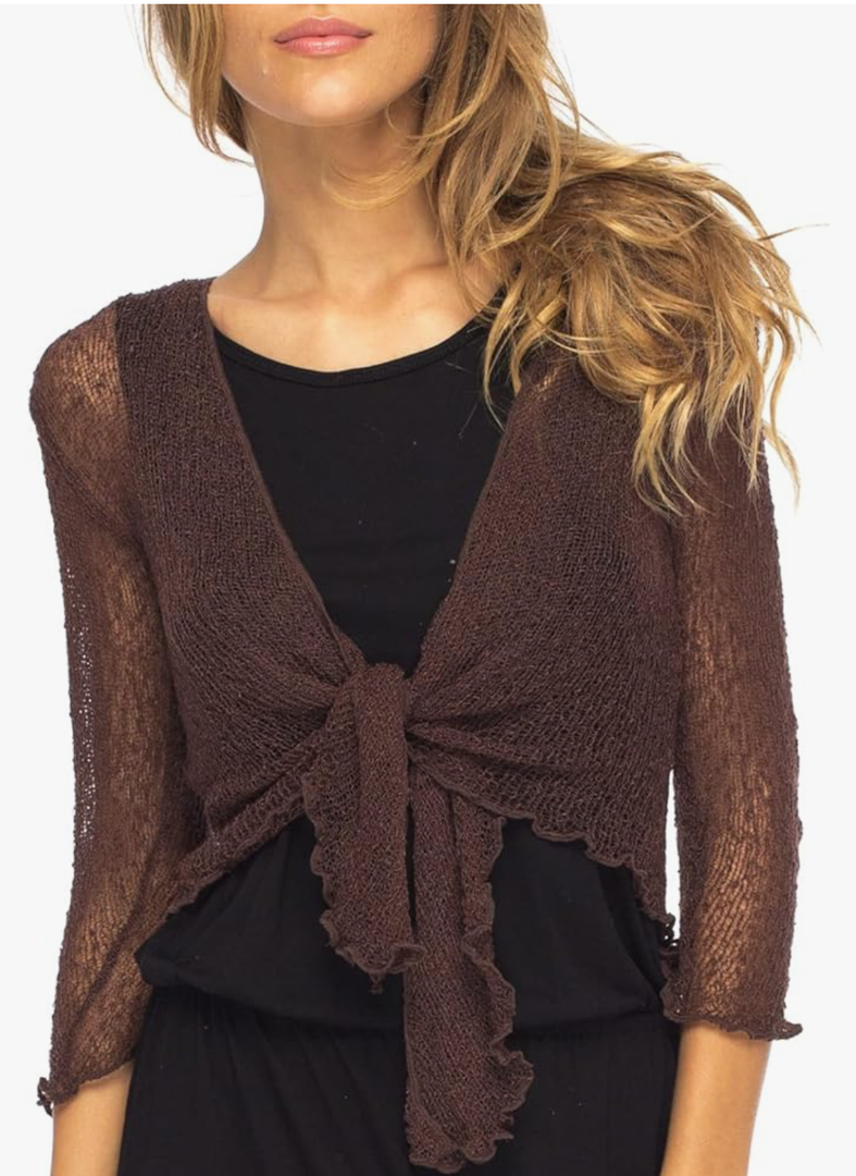 Back From Bali Womens Sheer Shrug Cardigan Lightweight Knit S