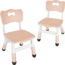FUNLIO Adjustable Kids Chair (2pcs), 3 Level Height Adjustable Toddler Chair for Ages 3-8, Sturdy Child Chair with Maximum Bearing 220lbs, for Classrooms/Daycares/Homes, CPC & CE Approved - Natural