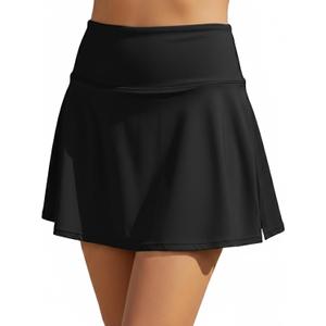 Swim Skirts for Women Tummy Control Bathing Suit Bottoms with Pocket Swimsuit Bottoms Only Black (Black, M)