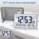 WallarGe Atomic Wall Clock with Backlight, Digital Wall Clock Battery Operated for Classroom, Bedroom, Office, Large Display with Indoor Temperature, Humidity, Date, AUTO DST, 6 Time Zones