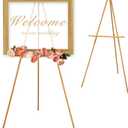 VISWIN Upgraded 63" Gold Wooden Easel Stand for Sign, Tripod Easel for Wedding Sign Stand, Welcome Board, Poster, Picture, Canvas Art Easel Floor with Tray for Display & Painting (1 PCS)
