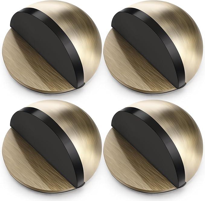 MorningRo 3Pcs Self Adhesive Door Stoppers, Stainless Steel Floor Door Stop Wall Protector, Half Dome Floor Gate Stopper for Living Room, Bedroom, Bathroom, Office (Bronze)