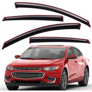Lightronic Extra Durable Clip-on in-Channel Auto Vent Window Visor, Fits 2016-2025 Chevrolet Malibu (EXCLUDES 2016 Malibu Limited), UV Protection Rain Guard, Original Wind Deflector, Smoke, 4-Pcs