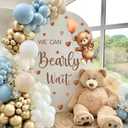 Baby Shower Sign Decorations Decal We Can Bearly Wait Sign for Backdrop Gender Reveal Party Decoration for Balloon Arch Boy or Girl Sticker Baby Bear Welcome Signs for Pregnancy Party Photo Background, Red Brown