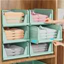 SNSLXH 5 Pack Stackable Closet Organizer Box, Multifunctional & Foldable Closet Storage Basket for Bathroom Kitchen Laundry Room Wardrobe Storage, Space-Saving Clothes Storage Drawer Organizer, Green