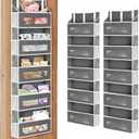 2 Packs 5-Tier Over The Door Organizer with 10 Side Mesh Pockets, 48 lbs Load Capacity, 3 Hooks Design, Hanging Organizer with Clear Windows for Bathroom, Bedroom, Nursery, Kitchen-Grey