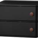 CHANCETSUI Black desk organizer for men: Multi function countertop container for gaming desk, workstation, bathroom storage, square storage box for black aesthetic