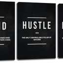 Motivational Office Wall Decor Inspirational Success Canvas Wall Art Hustle Posters Prints Entrepreneur Quote Wall Picture Paintings 3 Pieces Artwork Home Bedroom Framed Easy to Hang(36Wx16H)