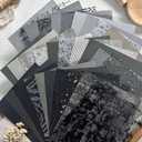 30Pcs Unique Handmade Textured Scrapbook Paper&Mesh Fabric set - A5 sheet Black&Gray Craft Mulberry Special Mix for Scrapbooking Junk Journaling Supplies Card Collage DIY Materials, 5.8x8.2 inches