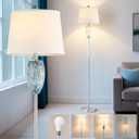 Lovlast 65" Tall Floor Lamp, Glass Coastal Lamp for Living Room Bedroom | Modern Standing Lamp with Nightlight for Bedside, Mid Century Corner Stand Up Light for Home and Office Decor, Bulb Included