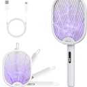 Electric Fly Swatter 3000V Rechargeable Bug Zapper Racket, Dual Modes Mosquito Killer with Purple Light, 3-Layer Safety Grid for Home Bedroom Kitchen Office Patio Camping Indoor Outdoor