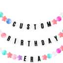 103 Pcs DIY Jumbo Friendship Bracelet Birthday Banner Kit Famous Singer Customizable Party Giant Garland Decor for Birthday Wedding Baby Shower DIY Supplies(Macaron Color)