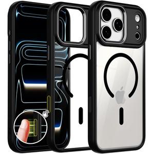 Magnetic for iPhone 17 Pro Max Case for MagSafe [AI Side Camera Button] Drop Protection Protective Cover Anti Yellowing Shockproof Clear Back for 17 Pro Max Phone case (Black)