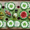 150Pcs St Patrick's Day Paper Plates and Napkins Serve 50, Green Shamrock Paper Plates Dinner Dessert St Patricks Day Napkins, Disposable Party Decorations, Irish Party Supplies Themed Tableware Set