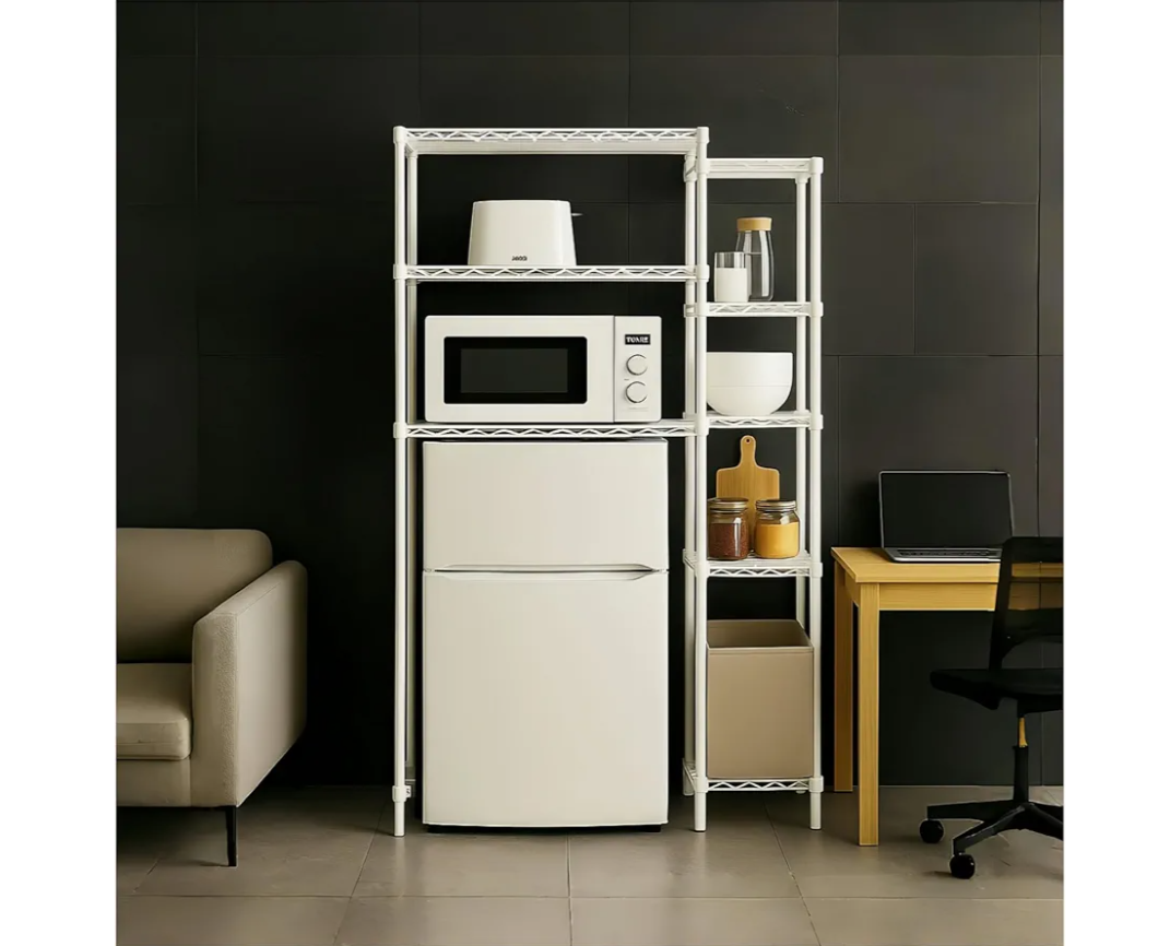 Dorm Mini Fridge stand with storage, Above mini Fridge Shelf,Small Refrigerator and Microwave Stand, Multi-Functional Storage Rack, Suitable for Kitchens, College Dorm(white, 23.7"L x17.7"W x 59.1"H)