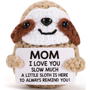 MBL Gifts for Mom Valentines Birthday - Valentine's Day Funny Cute Romantic Crochet Sloth Mother's Christmas for Mama Bonus Step Mother from Daughter Son, Mom I Love You Sloth Much