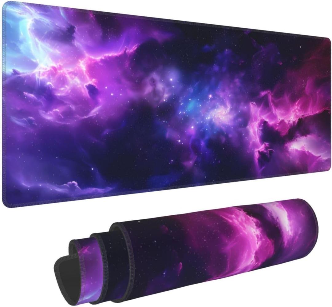 Purple Sky Stars Mouse Pad Large Extended Gaming Mouse Pad Big Computer Desk Mouse Mat Keyboard 11.8x23.6 Inch for Gaming, Office, Home