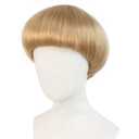 JoneTing Blonde Mushroom Wig+Hair Cap Bowl Cut Wigs Men for Halloween Party Wigs Short Blonde Funny Wig for Man Blond Bob Hair With Bang for Christmas Cosplay Costume