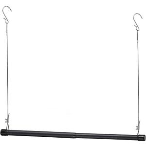 INFLATION Closet Rod With Hangers Adjustable Width (1550 Inch) Tension for Hanging Clothes Rack, 35 Inch Height, Elegant Black Hanging Closet Organizer for Women, Men and Kids