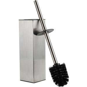 BGL Square Toilet Brush with Holder,Stainless Steel Rubber Painted Toilet Bowl Brush and Holder for Bathroom,2 Cleaner Brush Heads,Brushed Nickel